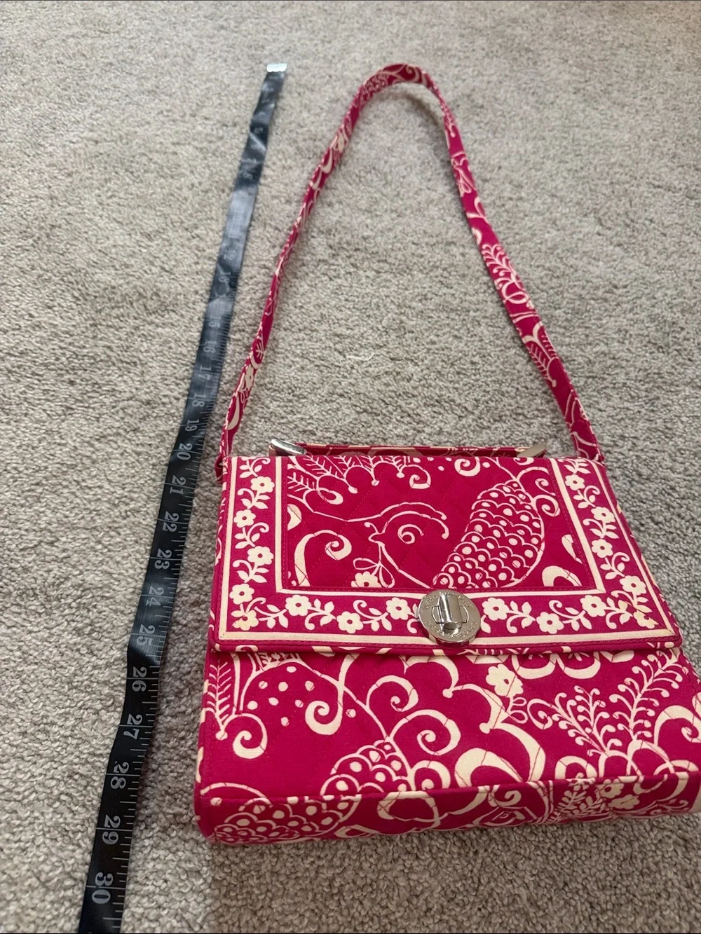 Vera Bradley Pink and Cream Crossbody Shoulder Bag